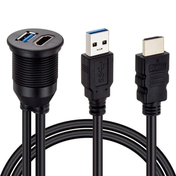 PM-12428 ARAÇ KONTROL PANELİ USB 3.0 + HDMI UZATMA KABLOSU GÖMME MONTAJ - Görsel 2