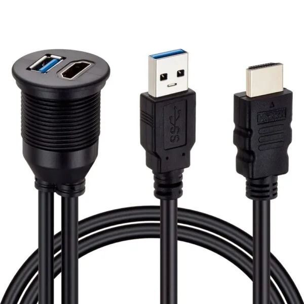 PM-12428 ARAÇ KONTROL PANELİ USB 3.0 + HDMI UZATMA KABLOSU GÖMME MONTAJ - Görsel 2