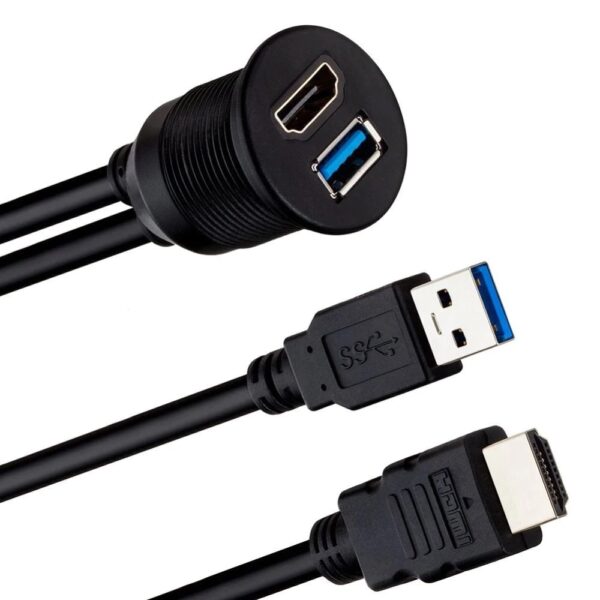 PM-12428 ARAÇ KONTROL PANELİ USB 3.0 + HDMI UZATMA KABLOSU GÖMME MONTAJ - Görsel 3