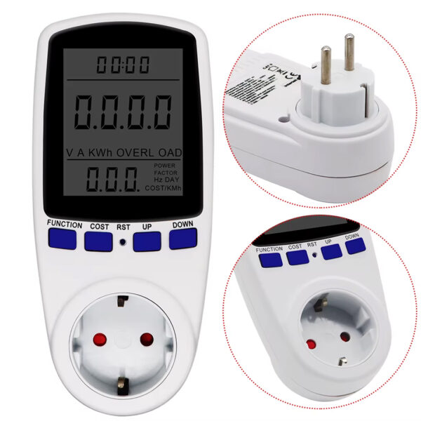 PM-001 DIGITAL WATTMETRE ELEKTRİK ÖLÇÜM CİHAZI (230V-3680W-MAX-16A) - Görsel 2