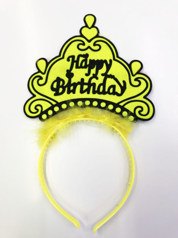 Happy Birthday Yazılı Neon Renk Taç 12 Adet - Görsel 3