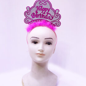 Happy Birthday Neon Pembe Renk Doğum Günü Tacı 24x15 cm