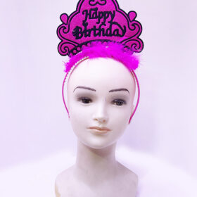Happy Birthday Neon Fuşya Renk Doğum Günü Tacı 24x15 cm