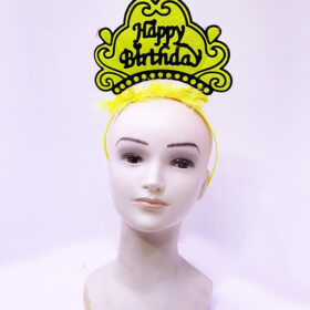 Happy Birthday Neon Sarı Renk Doğum Günü Tacı 24x15 cm