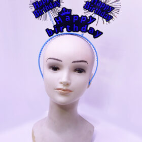 Happy Birthday Yazılı Püsküllü Neon Mavi Renk Doğum Günü Tacı 22x19 cm
