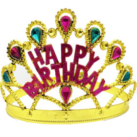 Altın Renk Happy Birthday Yazılı Doğum Günü Tacı 60 cm