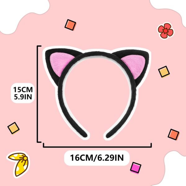 Sevimli Kedi Kulak Pofuduk Kedi Taç Siyah İçi Pembe Renk 17x15 cm - Görsel 3