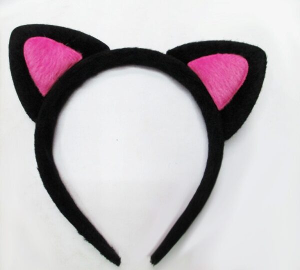 Sevimli Kedi Kulak Pofuduk Kedi Taç Siyah İçi Şeker Fuşya Renk 17x15 cm - Görsel 5