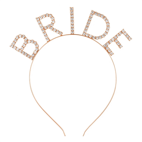 Bekarlığa Veda Mega Boy Kristal Taşlı Rose Gold Bride Taç Gelin Tacı 20X21 cm - Görsel 2