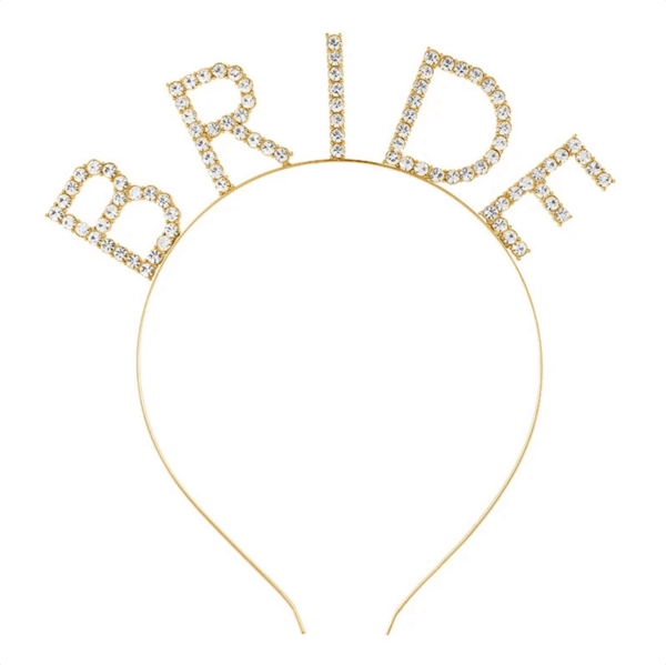 Bekarlığa Veda Mega Boy Kristal Taşlı Altın Gold Bride Taç Gelin Tacı İthal 20X21 cm - Görsel 2
