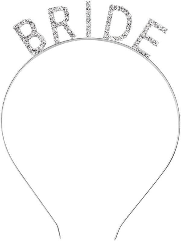Gümüş Renk Bekarlığa Veda Kristal Taş Bride Tacı İthal 16x10 cm - Görsel 2