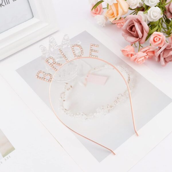 Rose Gold Renk Bekarlığa Veda Kristal Taş Bride Tacı İthal 16x10 cm - Görsel 3