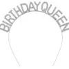 Gümüş Renk Kristal Taşlı Parlak Birthday Queen Yazılı Kraliçe Taç 16x17 cm