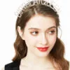 Gümüş Renk Kristal Taşlı Parlak Birthday Queen Yazılı Kraliçe Taç 16x17 cm - Görsel 5