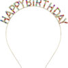 Rengarenk Kristal Taşlı Ekstra Lüks Gümüş Kaplama Happy Birthday Taç 16x17 cm