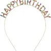 Rengarenk Kristal Taşlı Ekstra Lüks Gümüş Kaplama Happy Birthday Taç 16x17 cm