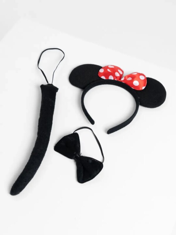 Minnie Mouse Kostüm Seti Taç Kuyruk Papyon Gösteri Seti - Görsel 2