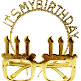 İt&#39;s My Birthday Yazılı Taç ve M. Şekilli Gözlük Seti Altın Renk