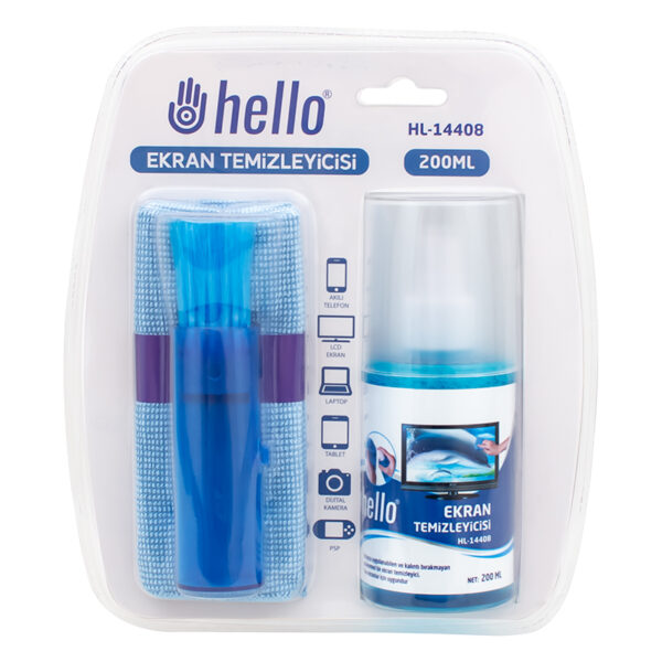 HL-14408 SPREY + FİBER BEZ + FIRÇA 200ML LCD EKRAN TEMİZLEME SETİ - Görsel 3