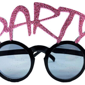 Party Yazılı Simli Pembe Renk Parti Gözlüğü 15x7 cm