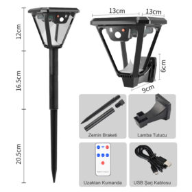 HS-V83 SOLAR SENSÖRLÜ 100 SMD LEDLİ 3 MODLU BAHÇE VE DUVAR LAMBASI