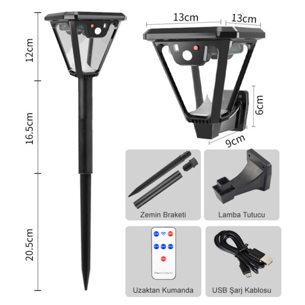 HS-V83 SOLAR SENSÖRLÜ 100 SMD LEDLİ 3 MODLU BAHÇE VE DUVAR LAMBASI - Görsel 2