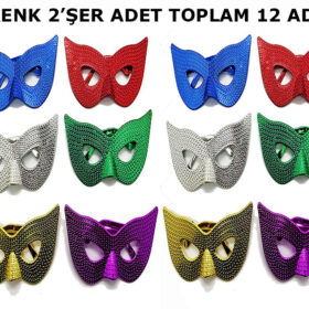 Maskeli Balo Partisi Görünümlü Retro Parti Gözlüğü 6 Renk 12 Adet
