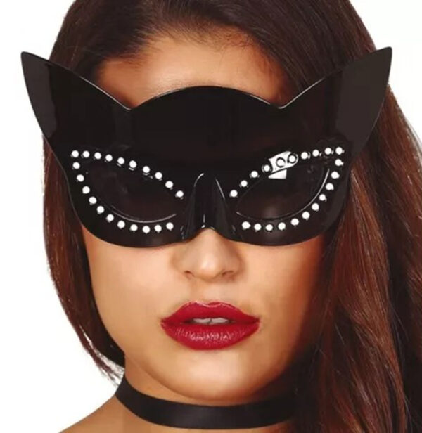 Siyah Renk Siyah Camlı Kedi Şekilli Parti Gözlüğü 20x11 cm - Görsel 3