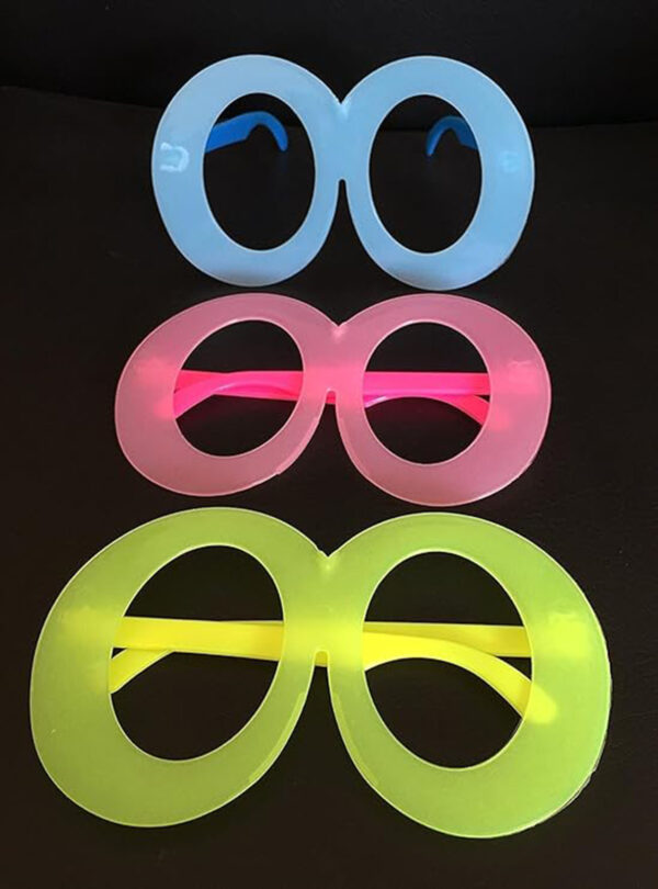 Fosforlu Oval Model Glow Parti Gözlüğü Karanlıkta Yanan Gözlükler 12 Adet - Görsel 3