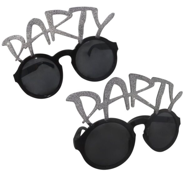 Gümüş Simli Party Yazılı Parti Gözlüğü Show 15x7 cm - Görsel 2