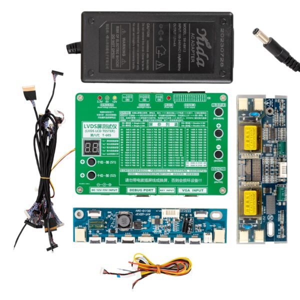 LCD TESTER T-60S LCD/LED TV PANEL TEST CİHAZI + 14 PARÇA KABLO +2 PARÇA INVERTER + ADAPTÖR