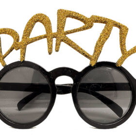 Altın Simli Party Yazılı Parti Gözlüğü Show 15x7 cm