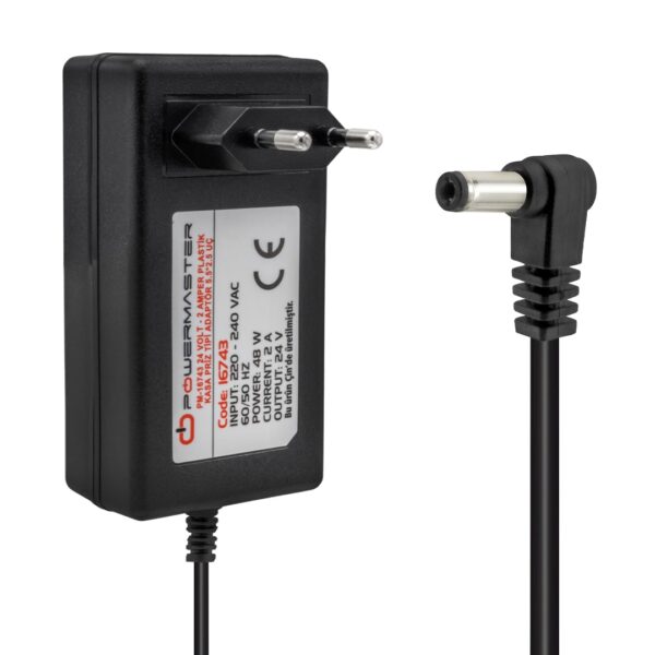 PM-16743 24 VOLT - 2 AMPER 5.5*2.5 MM UÇLU PLASTİK KASA PRİZ TİPİ ADAPTÖR