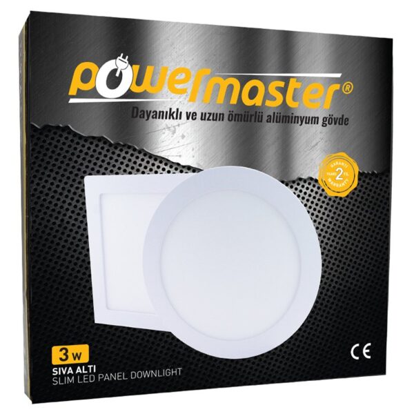 3 WATT 3000K 70 MM SIVA ALTI GÜNIŞIĞI YUVARLAK SLIM LED-ECO SPOT PANEL - Görsel 2