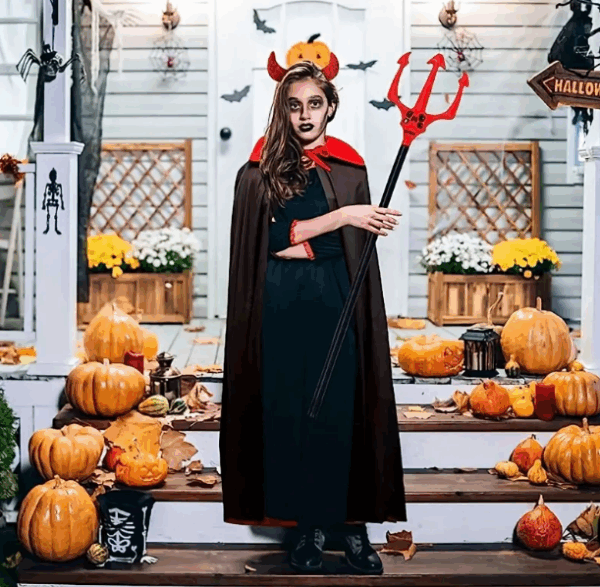 Kırmızı Renk Halloween Cadılar Bayramı Çatal 107 cm - Görsel 4