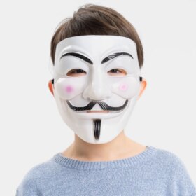 Beyaz Renk Pembe Yanaklı İthal V For Vendetta Maskesi