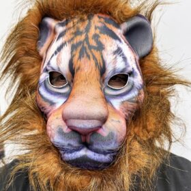 Kahverengi Yeleli Saçlı Peluş Aslan Maskesi Mega Peluş 13 No