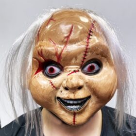 Beyaz Saçlı Çaki Maskesi Chucky Maskesi Yetişkin Çocuk Uyumlu