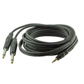 3.5 MM STEREO ERKEK / 2X6.3 MM MONO GİTAR ERKEK 3 METRE KABLO