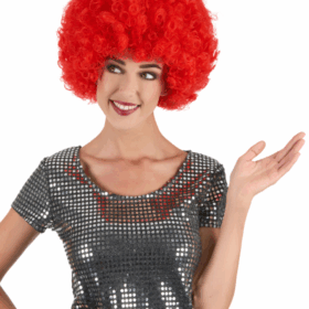 Kırmızı Renk Kıvırcık Afro Bonus Peruk
