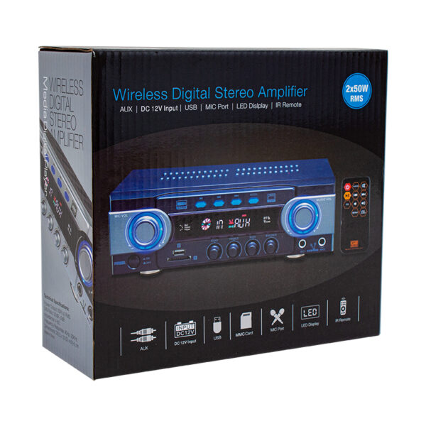 HD-510 2X50 WATT 220V/12V GİRİŞ USB-SD -BT-UK TRAFOSUZ 2 MİK GİRİŞLİ STEREO ANFİ - Görsel 3