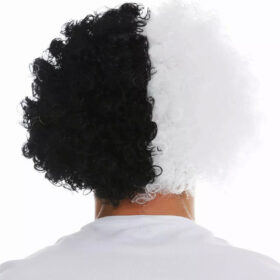 Siyah Beyaz Kıvırcık Afro Bonus Peruk Taraftar Bonus Saç