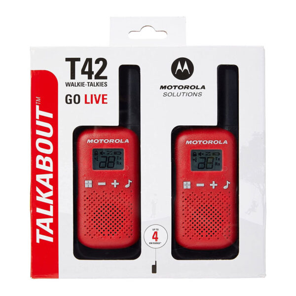 MOTOROLA TLKR-T42 KIRMIZI PMR EL TELSİZİ 2Lİ PAKET (4 KM)(3 ADET İNCE PİL) - Görsel 3