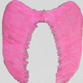 Mega Boy Pembe Renk Tüylü Melek Kanadı 100x85 cm