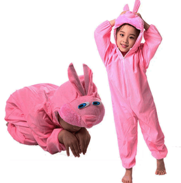 Çocuk Tavşan Kostümü Pembe Renk 2-3 Yaş 80 cm - Görsel 2