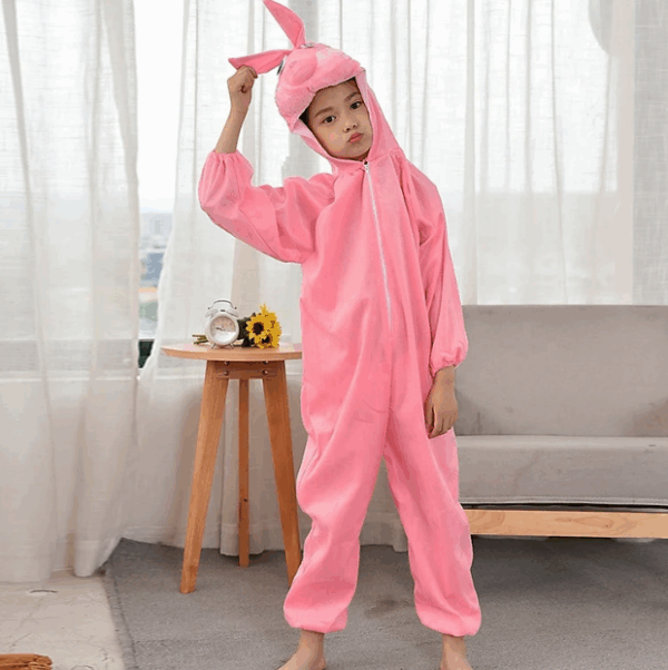 Çocuk Tavşan Kostümü Pembe Renk 4-5 Yaş 100 cm - Görsel 2