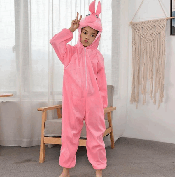 Çocuk Tavşan Kostümü Pembe Renk 4-5 Yaş 100 cm - Görsel 4