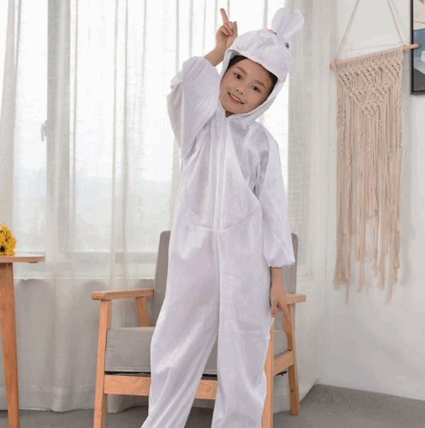Çocuk Tavşan Kostümü Beyaz Renk 2-3 Yaş 80 cm - Görsel 3
