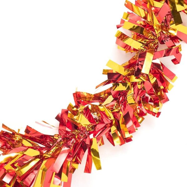 Kırmızı Altın Renk 4 cm Genişlik Garland Çift Renk Sim Süs 180 cm - Görsel 2