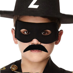 Siyah Renk Zorro Şapkası Zorro Maskesi ve Zorro Bıyık Çocuk Boy